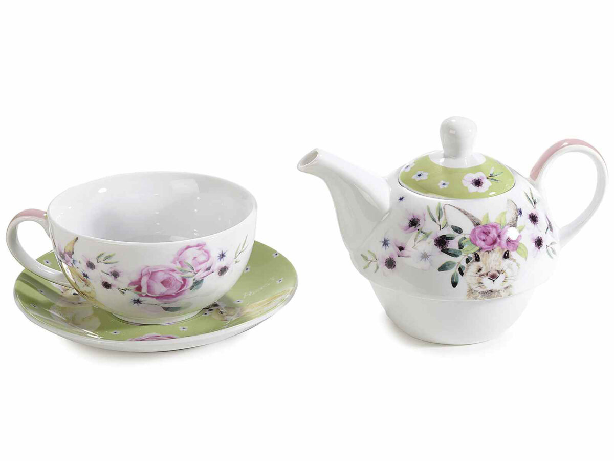 Tazza, Teiera e Piattino Set Coniglio - immagine 3