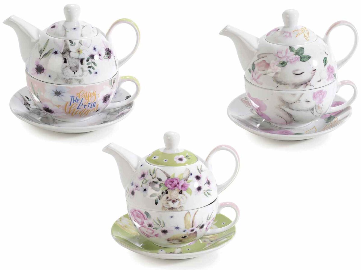 Tazza, Teiera e Piattino Set Coniglio - immagine 4