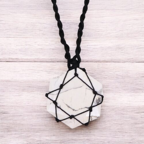 Ciondolo Esagonale - Howlite Bianca