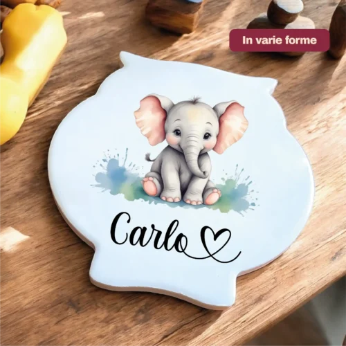Sottobicchiere in Ceramica con Nome e Disegno Personalizzato
