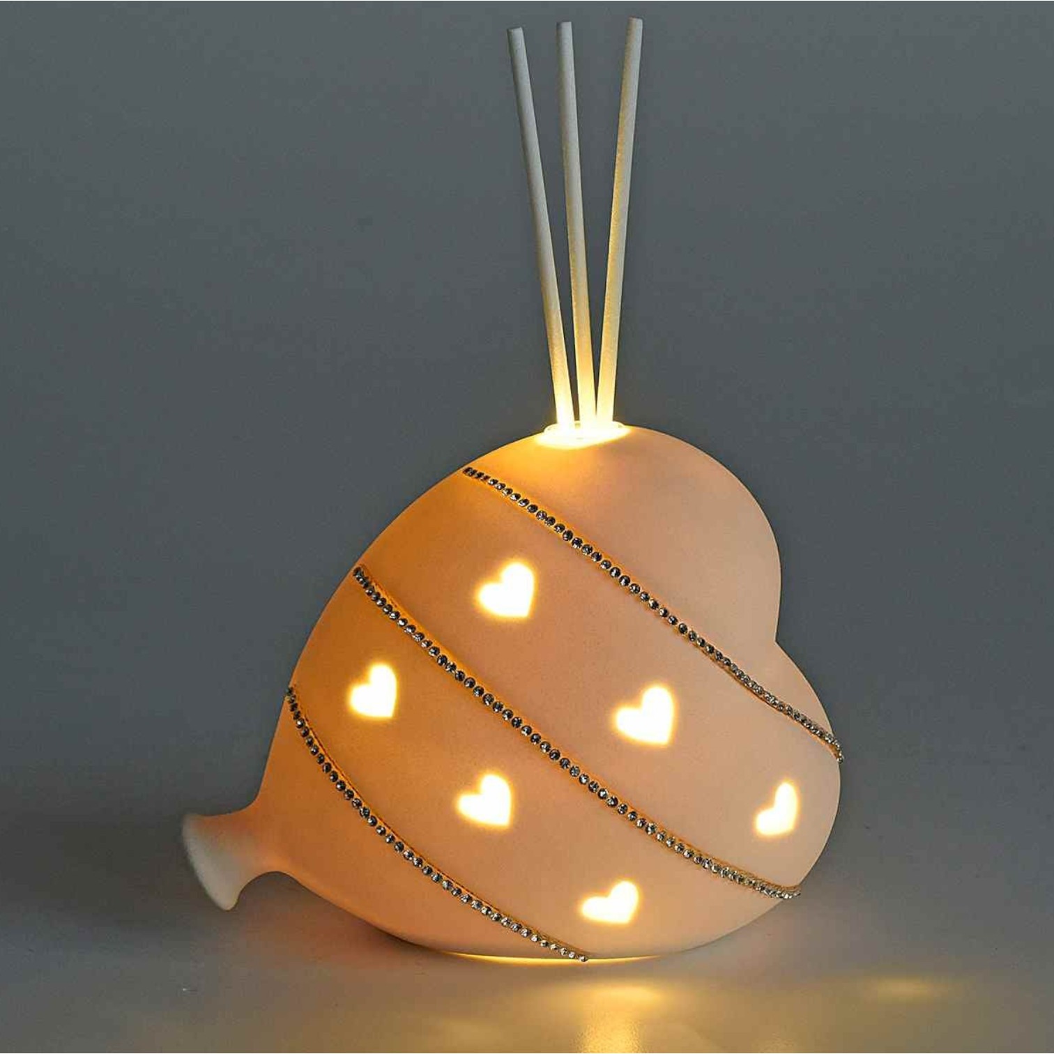 Palloncino a Cuore in Porcellana con Luci LED e Stick Profumati - immagine 2