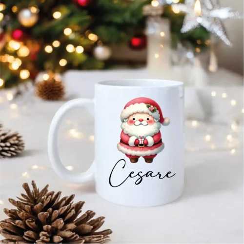 Tazza Natalizia Con Nome e Disegno Bambini