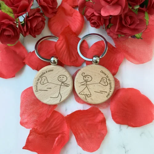 Coppia di Portachiavi in Legno Personalizzabili