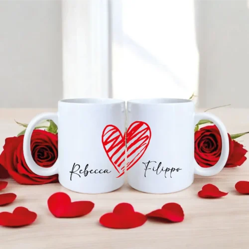 Coppia di Tazze Lui e Lei "Cuore"
