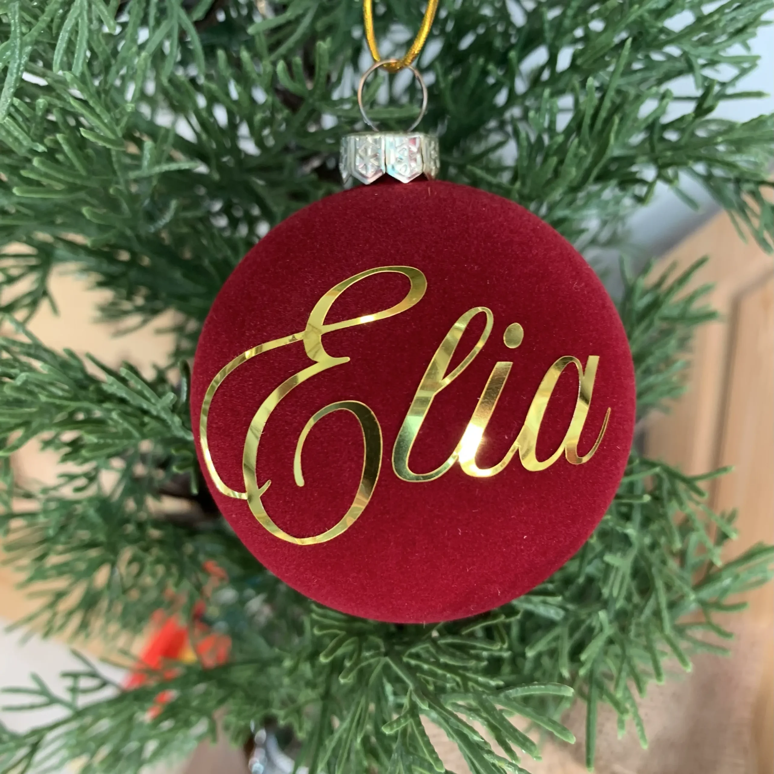 Pallina di Natale in velluto personalizzabile con nome - immagine 2